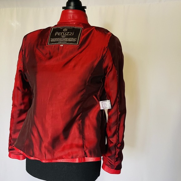 EUC Italian Fine Red Leather Peruzzi Firenze Women Jacket- Vera Pelle - Size 42 - Picture 9 of 15